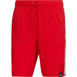 adidas Classic-Length 3-Stripes Swim Shorts - Vivid Red/White