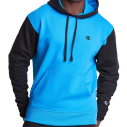 Champion Powerblend Fleece Embroidered C Logo Colorblock Hoodie - Balboa Blue/Black