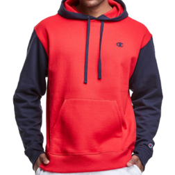 Champion Powerblend Fleece Embroidered C Logo Colorblock Hoodie - Scarlet/Navy