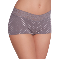 Maidenform Cotton Boyshort with Lace - Steel Grey Dot