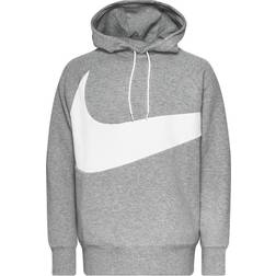 NIKE Sportswear Swoosh Tech Fleece Pullover Hoodie - Dark Grey Heather/White