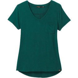 Prana Foundation Short Sleeve V-Neck - Deep Pine Heather