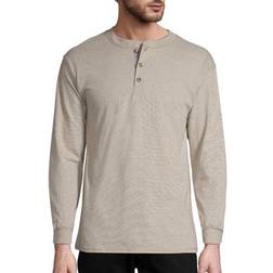 Hanes Beefy-T Henley Long-Sleeve T-shirt - Pebblestone Heather