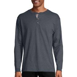 Hanes Beefy-T Henley Long-Sleeve T-shirt - Slate Heather