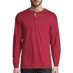 Hanes Beefy-T Henley Long-Sleeve T-shirt - Burnt Brick