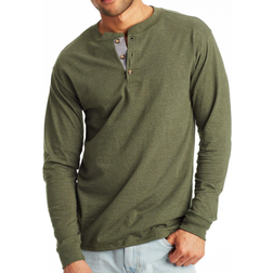 Hanes Beefy-T Henley Long-Sleeve T-shirt - Camouflage Green Heather