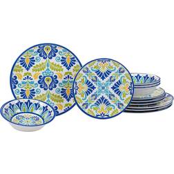 Certified International Martinique 12-piece Melamine Dinnerware Set Blue Dinner Set 12