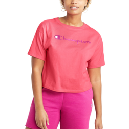 Champion Script Logo Cropped Tee - Pinky Peach