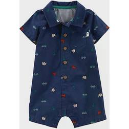 Carter's Newborn Chambray Polo Romper - Blue (V_1N070210)