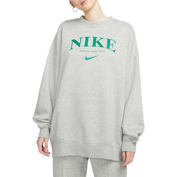 Nike Sportswear Essentials Oversized Fleece Sweatshirt Women's - Dark Grey Heather/Malachite