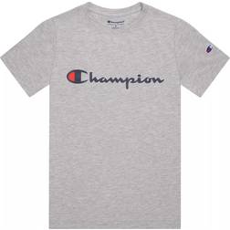 Champion Big Kid's Classic Script Tee - Oxford Grey