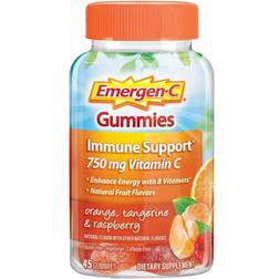 Emergen-C Gummy, Immune Support 750mg Vitamin C Orange Tangerine Raspberry 45 Gummies