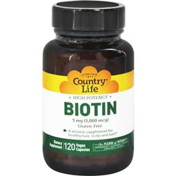 Country Life High Potency Biotin 5 mg 120 Vegan Capsules