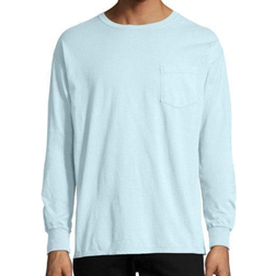 Hanes ComfortWash Garment Dyed Long Sleeve Pocket T-shirt Unisex - Soothing Blue