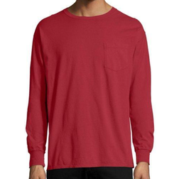Hanes ComfortWash Garment Dyed Long Sleeve Pocket T-shirt Unisex - Crimson Fall