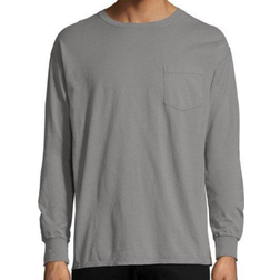 Hanes ComfortWash Garment Dyed Long Sleeve Pocket T-shirt Unisex - Concrete Gray