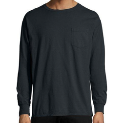 Hanes ComfortWash Garment Dyed Long Sleeve Pocket T-shirt Unisex - Black