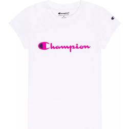 Champion Big Girl's Script Logo Classic Tee - White