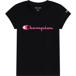 Champion Big Girl's Script Logo Classic Tee - Black