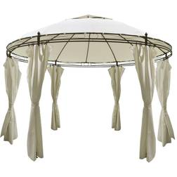 vidaXL Round Gazebo with Curtains