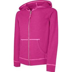 Hanes Girl's Slub Jersey Full-Zip Hoodie - Amaranth