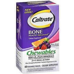 Caltrate Bone Health Advanced 600 D3 plus Minerals Multi-Flavor Calcium Chewables, 60 Ct 60