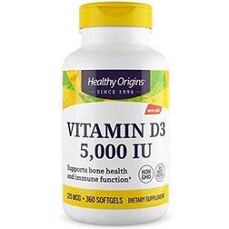 Healthy Origins Vitamin D3 5000 IU 360 Softgels