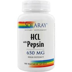 Solaray HCL with Pepsin 650 mg 100 Vegetarian Capsules 100 Stk.