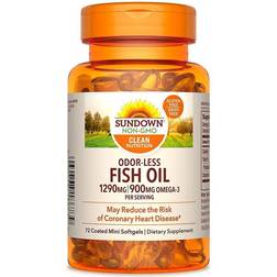 Sundown Naturals Sundown Naturals Odorless Omega-3 Fish Oil 1290 mg 60 Coated Softgels