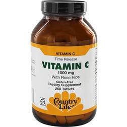 Country Life Time Release Vitamin C with Rose Hips 1000 mg 250 Tablets