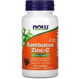 Now Foods Foods Sambucus Zinc C Elderberry 60 Lozenges