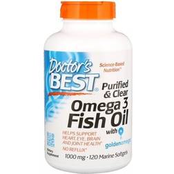 Doctor's Best Omega 3 Fish Oil Purified & Clear 1000mg Marine Softgels, 120 Count