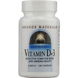 Source Naturals Vitamin D-3 2000 IU 100 Capsules