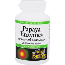 Natural Factors Papaya Enzymes with Amylase & Bromelain 120 Chewable Tablets