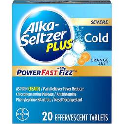 Alka-Seltzer Plus Powerfastfizz Severe Cold Orange Zest 20 Effervescent Tablets