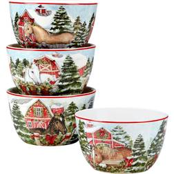 Certified International Homestead Christmas Dessert Bowl 22fl oz 5.25" 4