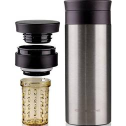 Ovente Portable Double Wall Handheld with Tea Infuser Travel Mug