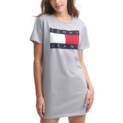 Tommy Hilfiger Short-Sleeve Flag T-shirt Dress - Stone Grey Heather