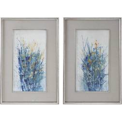 Uttermost Indigo Florals Framed Art 71.1x106.7cm 2pcs