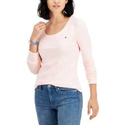 Tommy Hilfiger Scoop Neck Long Sleeve Top - Ballerina Pink