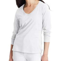 Hanes Women's Perfect-T Long Sleeve V-Neck T-Shirt - White