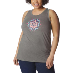 Columbia Bluff Mesa Tank Plus Size Women's - Charcoal Heather/Floral Leafscape