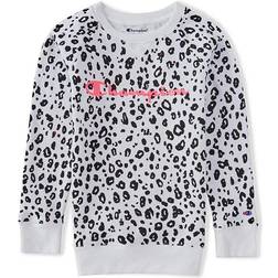 Champion Girl's Leopard Print Fleece Raglan Sweatshirt - White (CHG331)