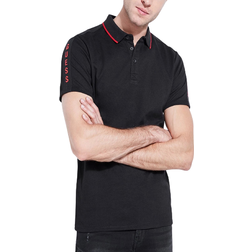 Guess Pique Logo-Taping Polo Shirt - Jet Black