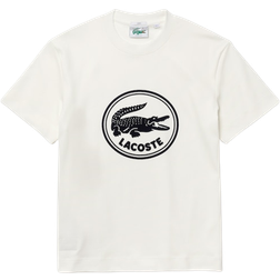 Lacoste Crew Neck 3D Printed logo Cotton T-shirt Unisex - White