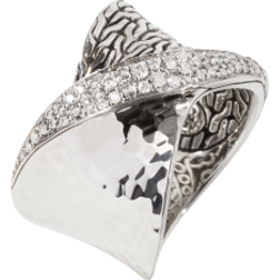 John Hardy Twisted Band Ring - Silver/Diamond