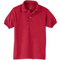 Hanes Kid's Cotton-Blend EcoSmart Jersey Polo - Deep Red (054Y)