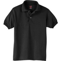 Hanes Kid's Cotton-Blend EcoSmart Jersey Polo - Black (054Y)