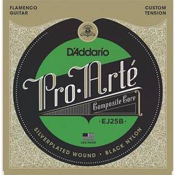 D'Addario Gitarrensaiten Konzertgitarre Akustikgitarre Akustik Gitarre Saiten Classical Guitar Strings EJ25B Saitensatz Pro-Arte Black Nylon Composite Flamenco