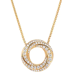 David Yurman Petite Pavé Crossover Pendant Necklace - Gold/Diamond